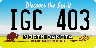 ND license plate IGC403