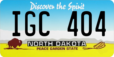 ND license plate IGC404