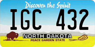 ND license plate IGC432