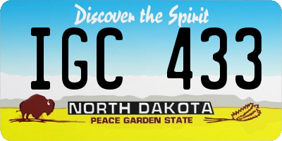 ND license plate IGC433