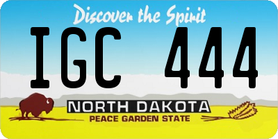 ND license plate IGC444