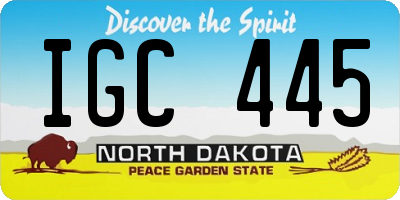 ND license plate IGC445