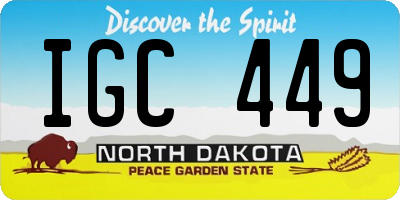 ND license plate IGC449