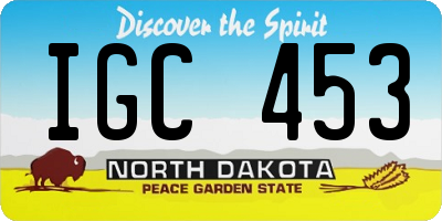 ND license plate IGC453