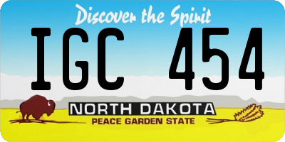 ND license plate IGC454
