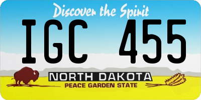 ND license plate IGC455