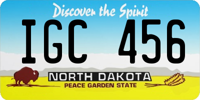 ND license plate IGC456