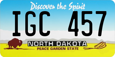 ND license plate IGC457