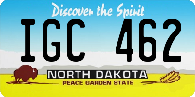 ND license plate IGC462
