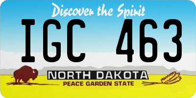 ND license plate IGC463