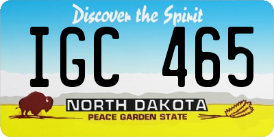 ND license plate IGC465