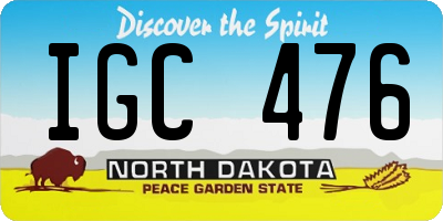 ND license plate IGC476