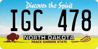 ND license plate IGC478