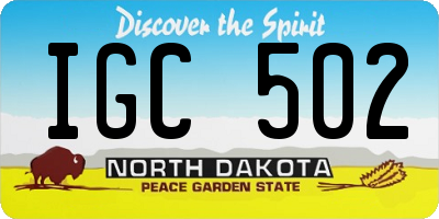 ND license plate IGC502
