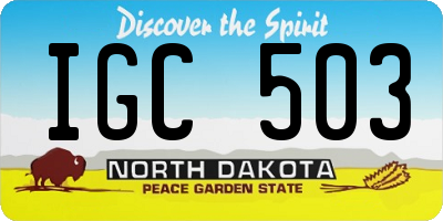 ND license plate IGC503