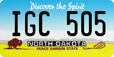 ND license plate IGC505