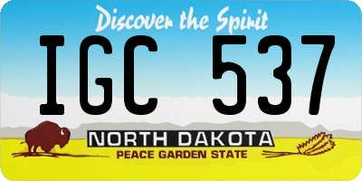 ND license plate IGC537