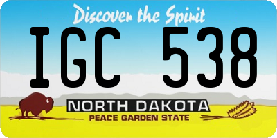 ND license plate IGC538