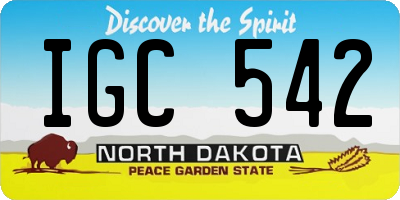 ND license plate IGC542