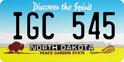 ND license plate IGC545