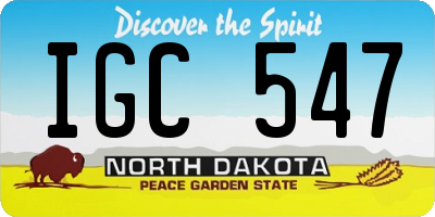 ND license plate IGC547