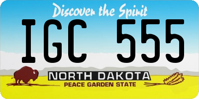 ND license plate IGC555