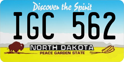 ND license plate IGC562