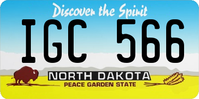 ND license plate IGC566