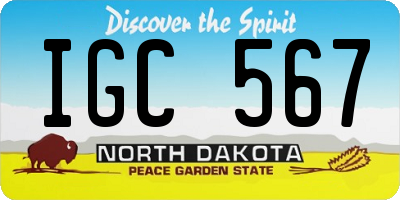 ND license plate IGC567