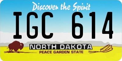 ND license plate IGC614
