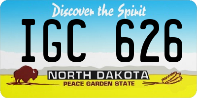 ND license plate IGC626