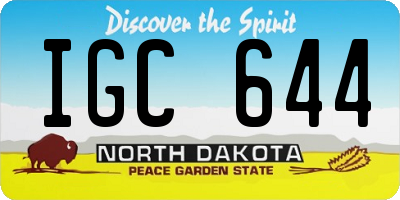 ND license plate IGC644