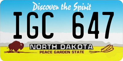 ND license plate IGC647