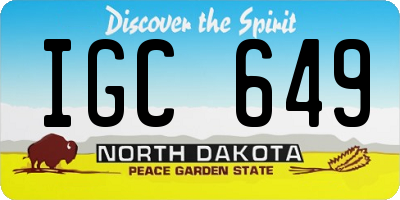 ND license plate IGC649
