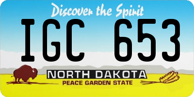 ND license plate IGC653