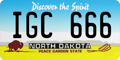 ND license plate IGC666
