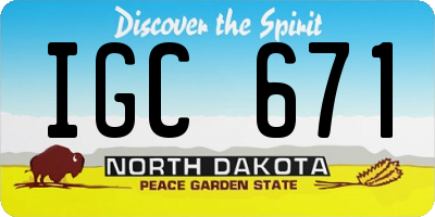 ND license plate IGC671