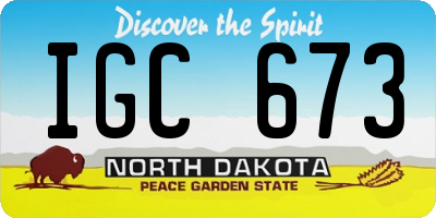 ND license plate IGC673