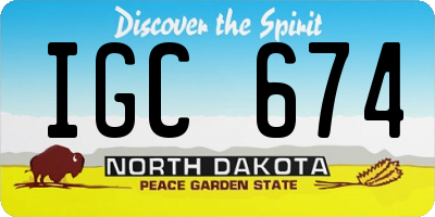 ND license plate IGC674