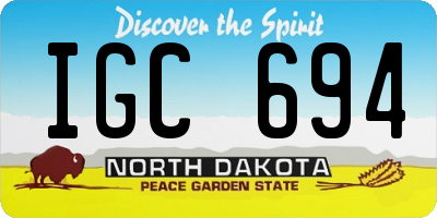 ND license plate IGC694