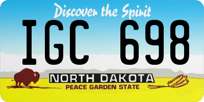 ND license plate IGC698