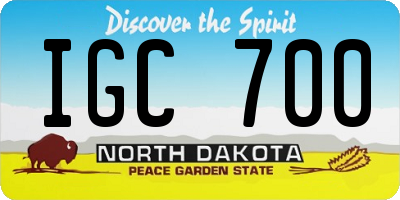 ND license plate IGC700
