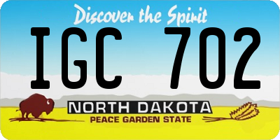 ND license plate IGC702
