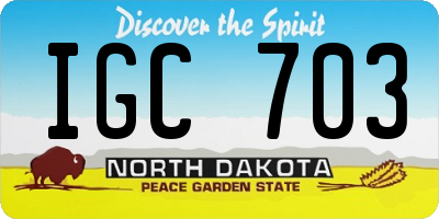 ND license plate IGC703