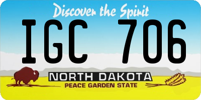 ND license plate IGC706