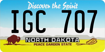 ND license plate IGC707