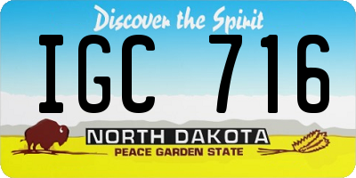 ND license plate IGC716