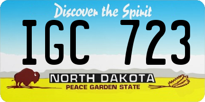ND license plate IGC723