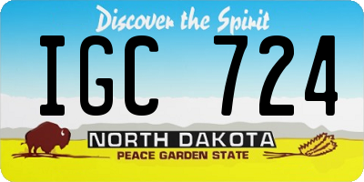 ND license plate IGC724