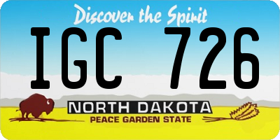 ND license plate IGC726